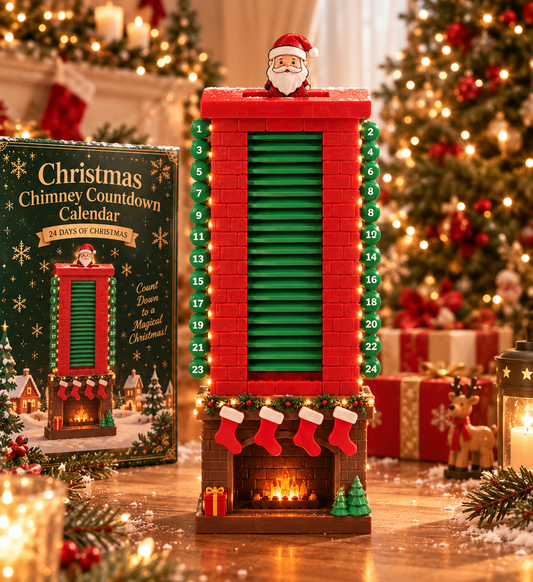 Calendario de cuenta atrás navideño con chimenea